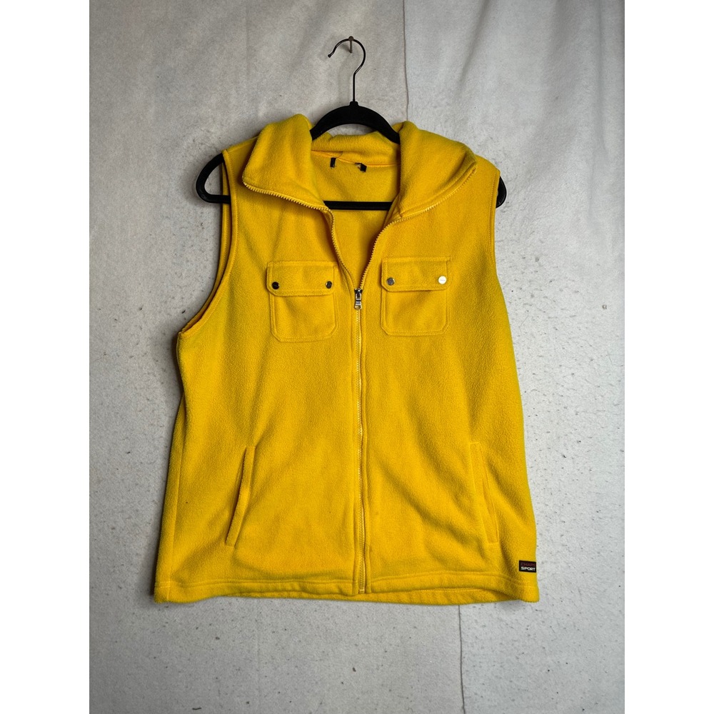 Chaps Sport Yellow Fleece Full Zip Vest Sleeveless Womens see measurements